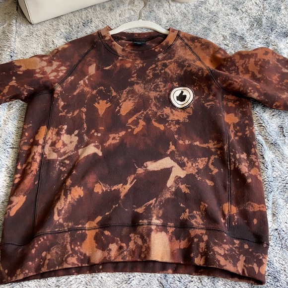 Reverse Tie Dye Bleach Dye Crewneck Crop Vintage - Picture 11 of 16